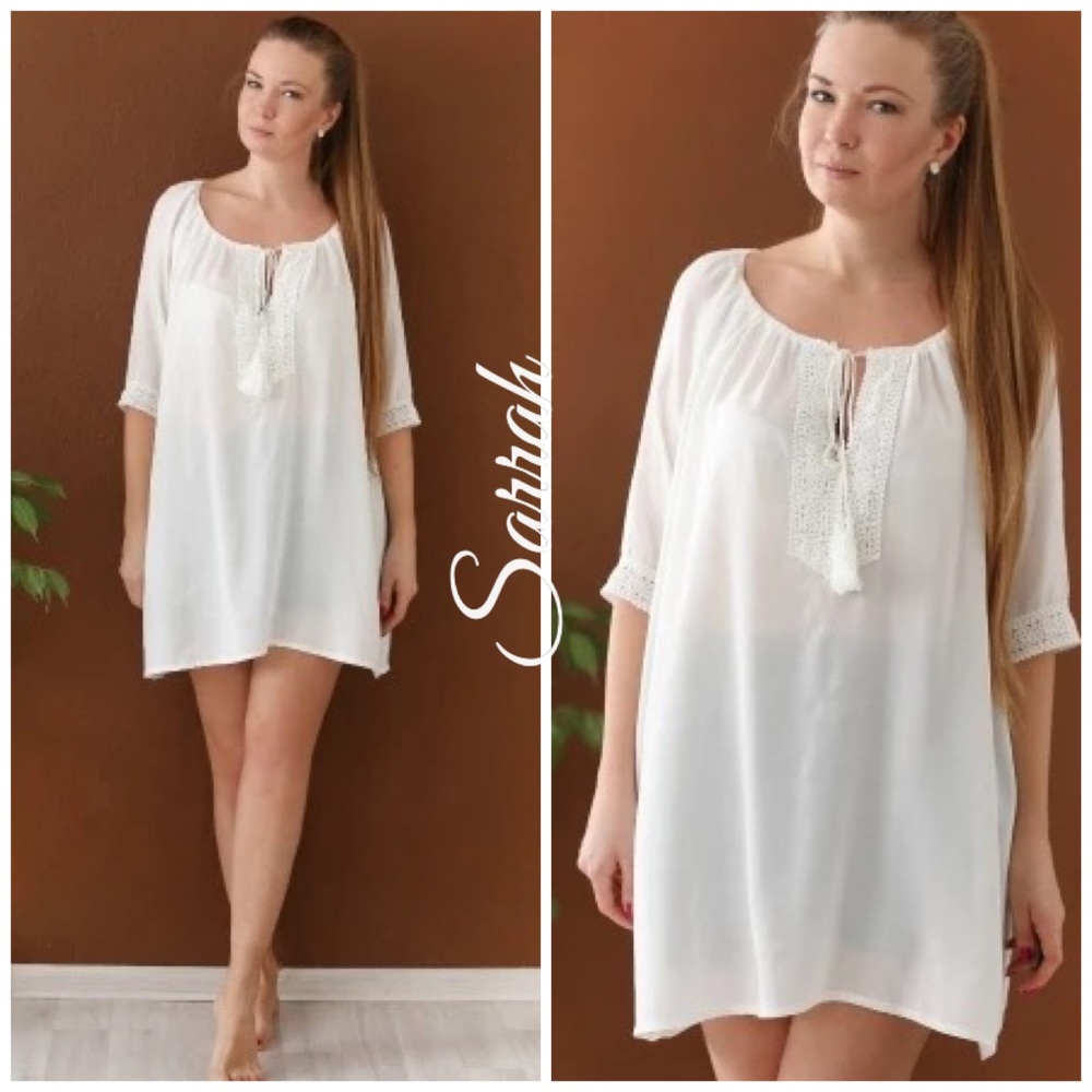 SALE New Bohemian Crochet detailed Tunic Top Beach Dress